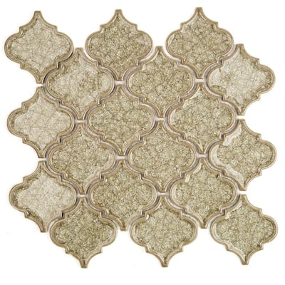 Roman Selection Iced Tan Lantern 9-3/4 in. x 10-1/2 in. x 8mm Glass Mosaic Tile (0.71 sq. ft./Each)
