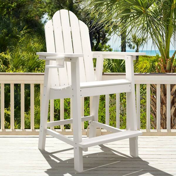 Tall Adirondack Chair - 40.9 Inch HDPE Bar Height Outdoor Stool Weather Resistant