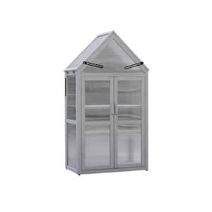 52.30 in. W x 27.80 in. D x 16.10 in. H Wood Grey Outdoor Mini Greenhouse