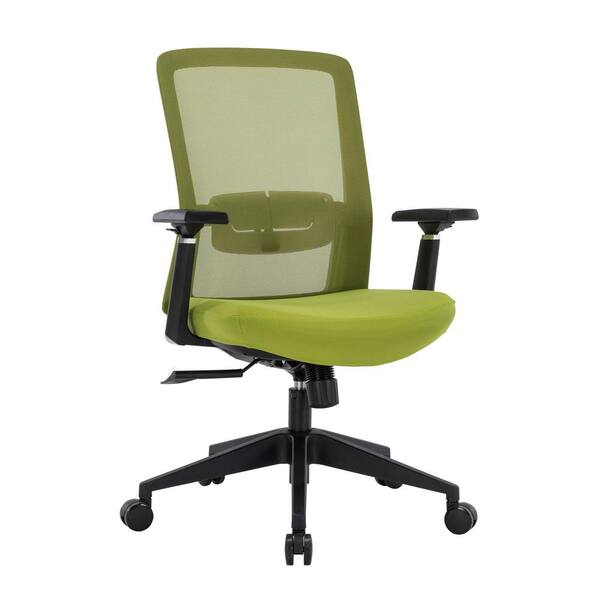 Leisuremod Ingram Modern Adjustable Height Green Mesh Office Chair with Adjustable Armrests and Green Seat Cover