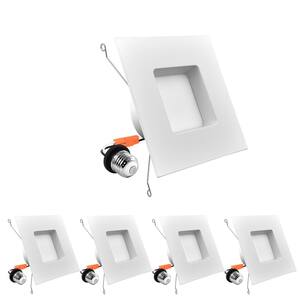 5/6 in. 14W=90W Square Trim LED Can Light 5 Color Selectable Remodel Integrated LED Recessed Light Kit 4-Pack