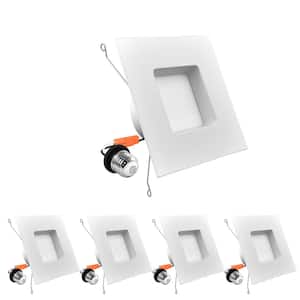 5/6 in. 14W=90W Square Trim LED Can Light 5 Color Selectable Remodel Integrated LED Recessed Light Kit 4-Pack