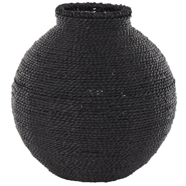 Litton Lane Black Handmade Wrapped Pot Metal Decorative Vase
