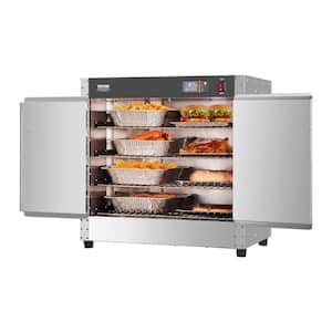 Hot Box Food Warmer, 149 Qt. in Silver Buffet Server with 4 Crocks and Water Tray, Double-door and Adjustable Shelves