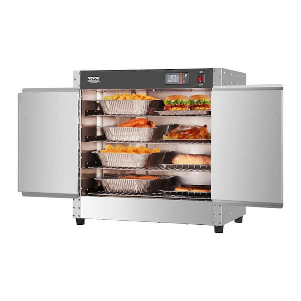 VEVOR Hot Box Food Warmer, 149 Qt. in Silver Buffet Server with 4 Crocks and Water Tray, Double-door and Adjustable Shelves