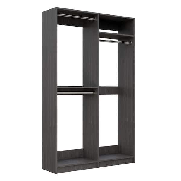 Alto 51.75 in W Grey Double Hang and Tall Hang 6-Shelf Wood Closet System