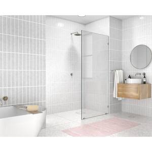 36 in. W x 78 in. H Fixed Frameless Shower Door in Brushed Nickel without Handle
