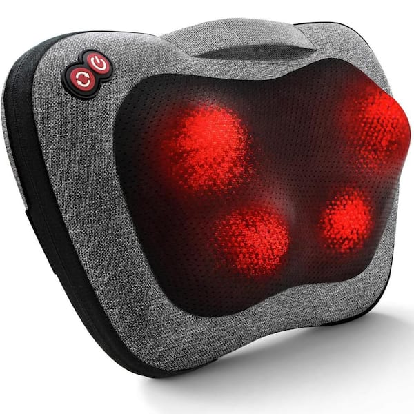 3-Speed Electric Massage Pillow, with Heat and Adjustable Settings in Black, Shiatsu Deep Tissue Massager for Family