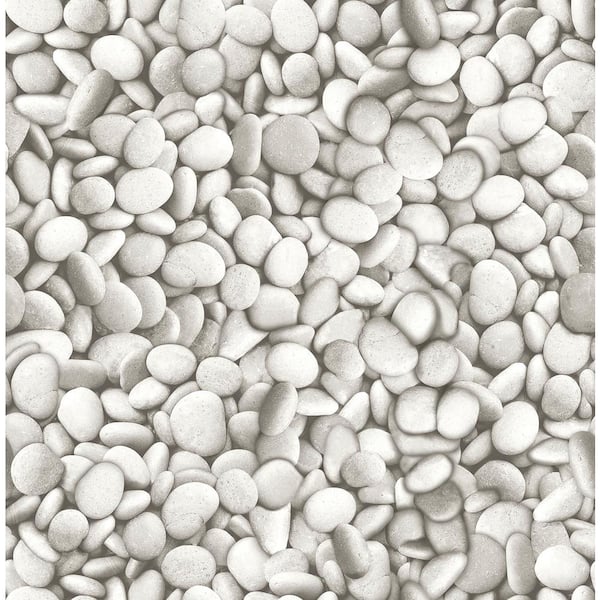 InHome Grey River Stones Peel and Stick Wallpaper 8-in. x 10-in. Sample Grey Wallpaper Sample