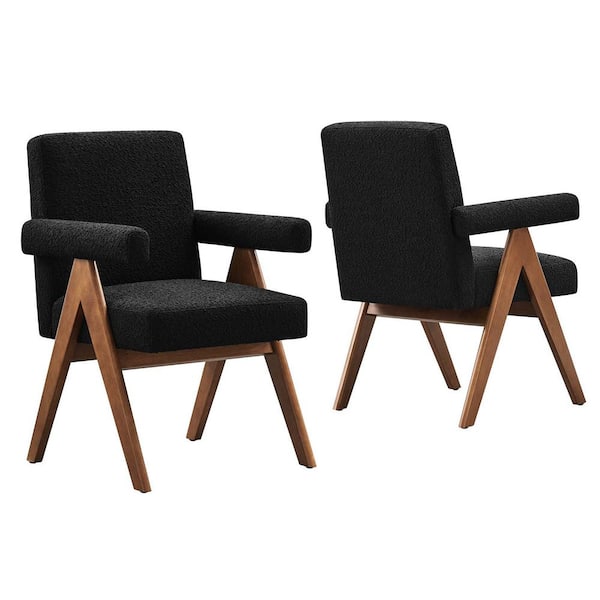 Lyra Boucle Fabric Dining Room Chair - Set of 2 in Black