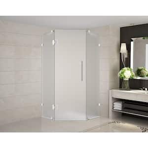 Neoscape 34 in. x 34 in. 72 in. Frameless Hinged Neo-Angle Shower Enclosure with Frosted Glass in Stainless Steel