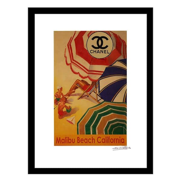 VENICE BEACH Collections Vintage Beach Umbrellas, Malibu Beach California by Fairchild Paris 1-Piece Framed Graphic Print 18 in. x 14 in.
