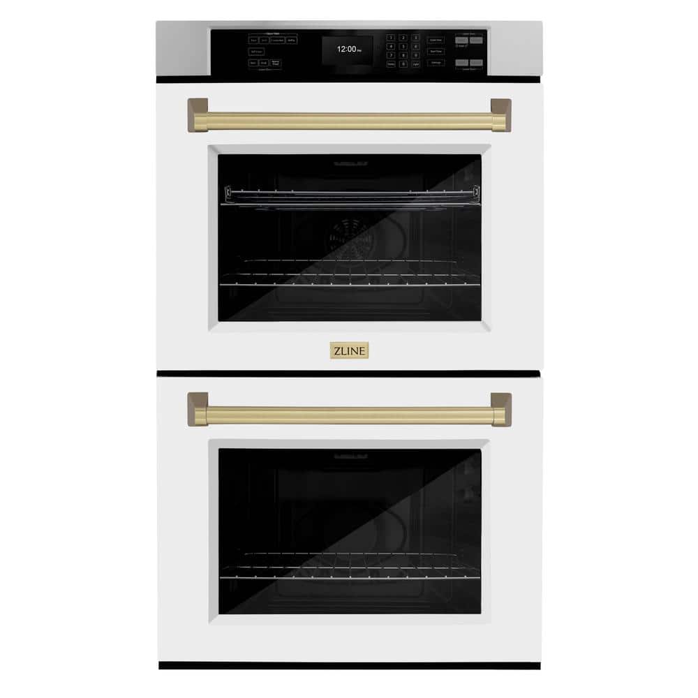 Autograph Edition 30 in. Electric Double Wall Oven with Convection in Stainless Steel, White Matte and Champagne Bronze