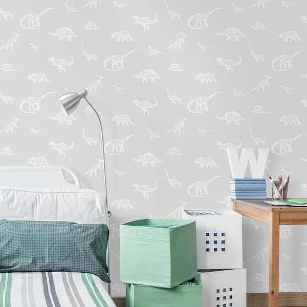 Magnetic Dino Wallpaper Grey 