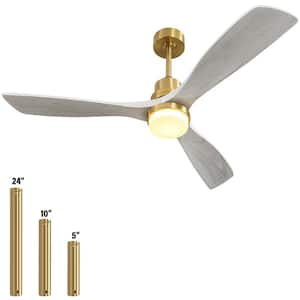 52 in. Indoor/Outdoor Gold Ceiling Fan Integrated LED with Light Kit and Remote Control