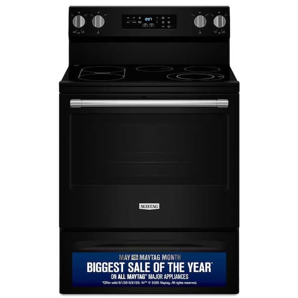 Maytag 30 in. 5-Element Freestanding Electric Range in Black with No Preheat Air Fry