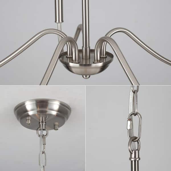 LWYTJO Clerise 5-Light Silver Classic Candle Style Modern