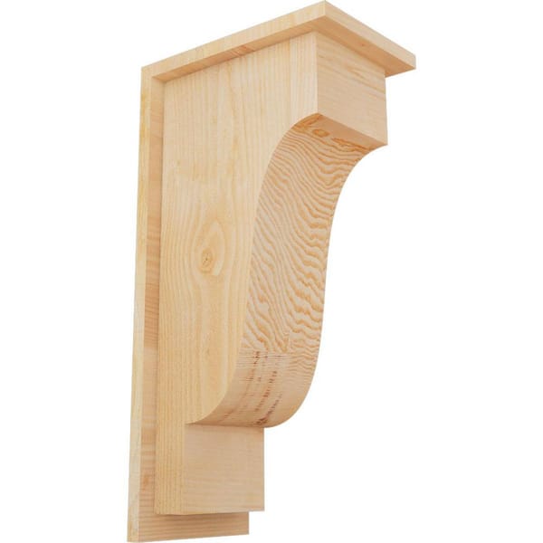 Ekena Millwork 8 in. x 12 in. x 24 in. Newport Rough Sawn Douglas Fir Corbel with Backplate