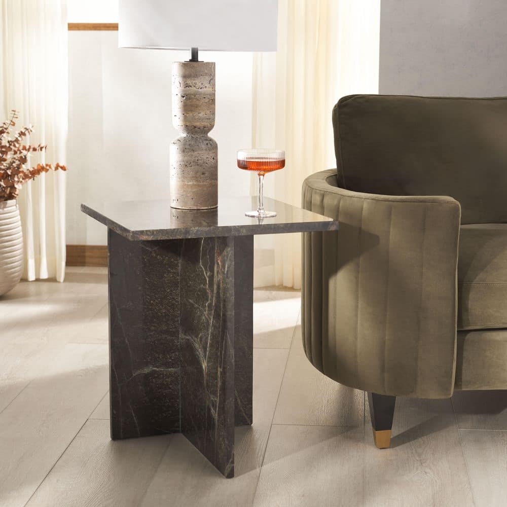Adriano 18 in. Green/Brown Square Marble End Table price history on PriceWatchPro