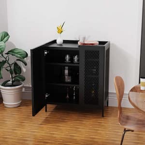 26.77 in. W x 15.75 in. D x 31.5 in. H Black Metal Linen Cabinet with Adjustable Shelves