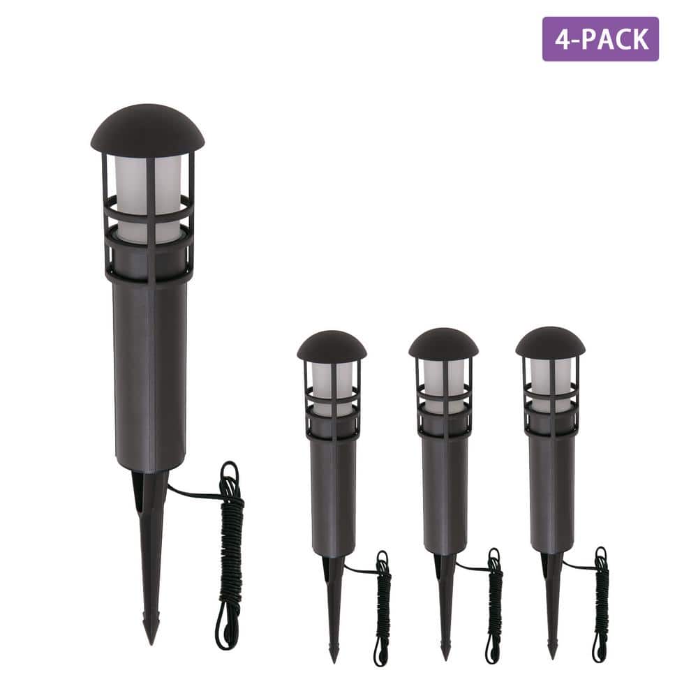 Bronze Aluminum LED Pathway Lights with Clear Glass Lens, 4-Pack