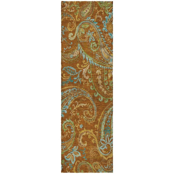 Dream Shag Premium Machine Washable Abstract ADS533 Paprika 2 ft. x 7 ft. Runner Rug