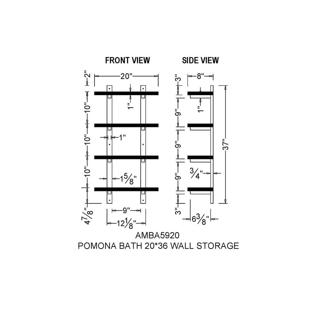 Pomona Medium Wood and Metal 4-Shelf Wall Organizer