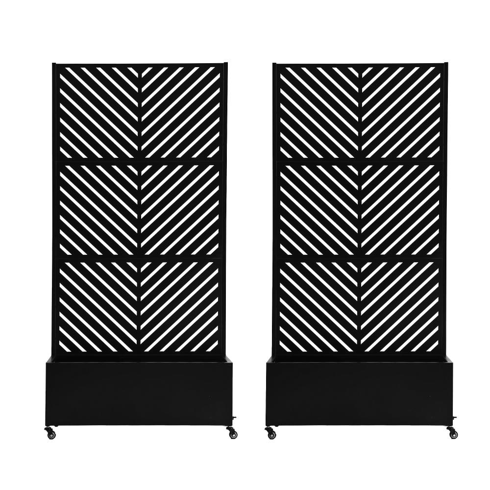 70.8 in. H × 35.4 in. W Black Privacy Metal Garden Fence Screen Panels with Planter Box and Lockable Wheels（2-Pack） price history on PriceWatchPro