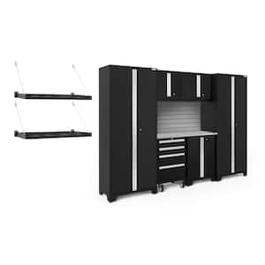 Bold Series 108 in. W x 76.75 in. H x 18 in. D 24-Gauge Steel Garage Cabinet Set in Black (7-Piece)