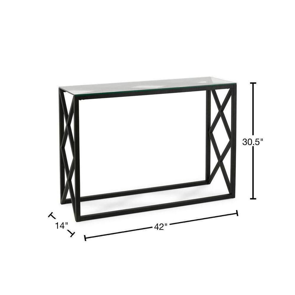 Dixon 42" Blackened Bronze Metal and Glass Console Table with Storage