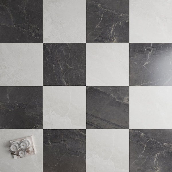 Spanish NoirBlanc Black 24 in. x 24 in. Matte Stone Look Porcelain Floor and Wall Tile (20 PCS, 77.5 sq. ft. /Pallet)