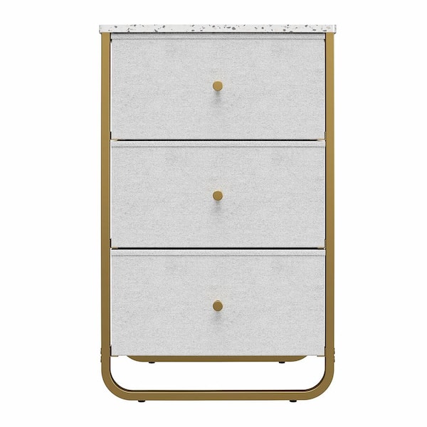 Ameriwood Home Kelsea Faux Terrazzo 3 Fabric Drawer Storage Organizer