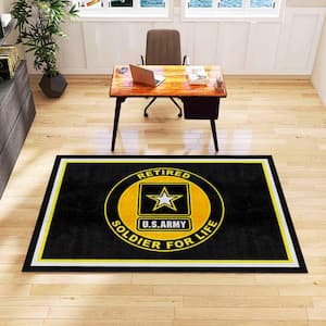 U.S. Army Black 5 ft. x 8 ft. Indoor Latex Backing Tufted Solid Nylon Rectangle Plush Area Rug