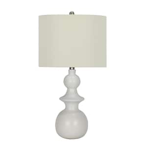 25.5 in. White Contemporary Stacked Indoor Table Lamp with Decorator Shade