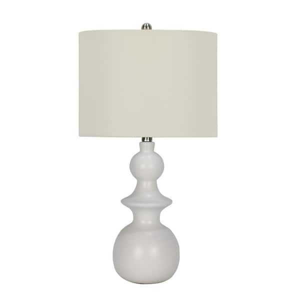 Fangio Lighting 25.5 in. White Contemporary Stacked Indoor Table Lamp with Decorator Shade