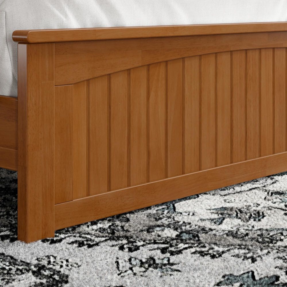 Naples Queen Light Toffee Solid Wood Platform Bed with Headboard and Footboard