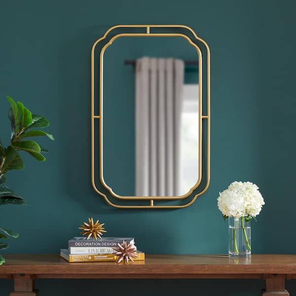 Home Decorators Collection Medium Modern Rectangle Gold Beveled Metal Framed Mirror (21 in. W x 33 in. H)