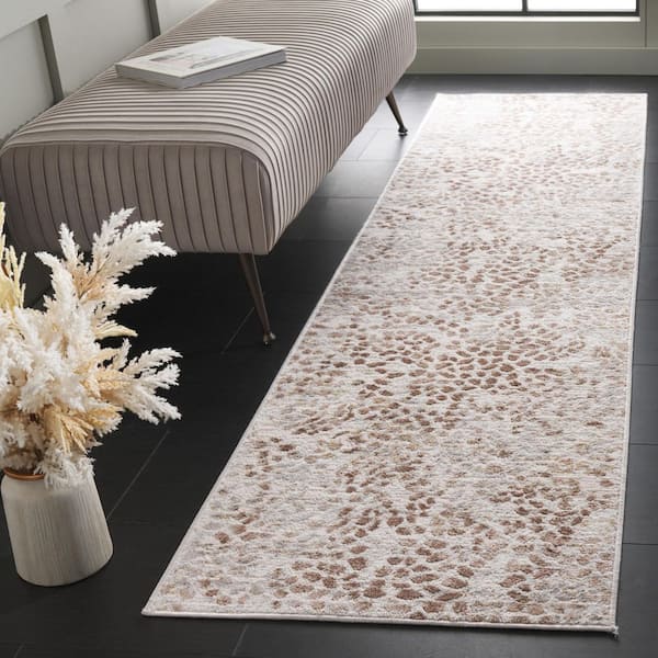 Palma 2 ft. x 9 ft. Beige/Brown Distressed Abstract Runner Rug