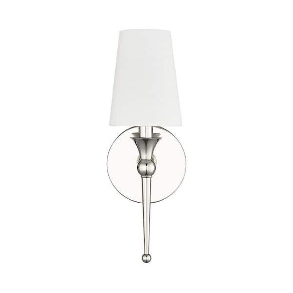 Millennium Lighting 5 in. 1-Light Polished Nickel Sconce Linen