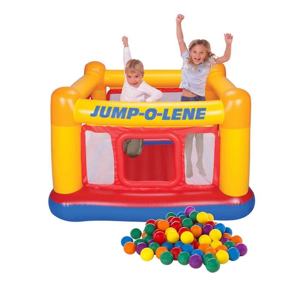 Inflatable Jump-O-Lene Ball Pit Bouncer Bounce House Play Tent with 100 Play Balls