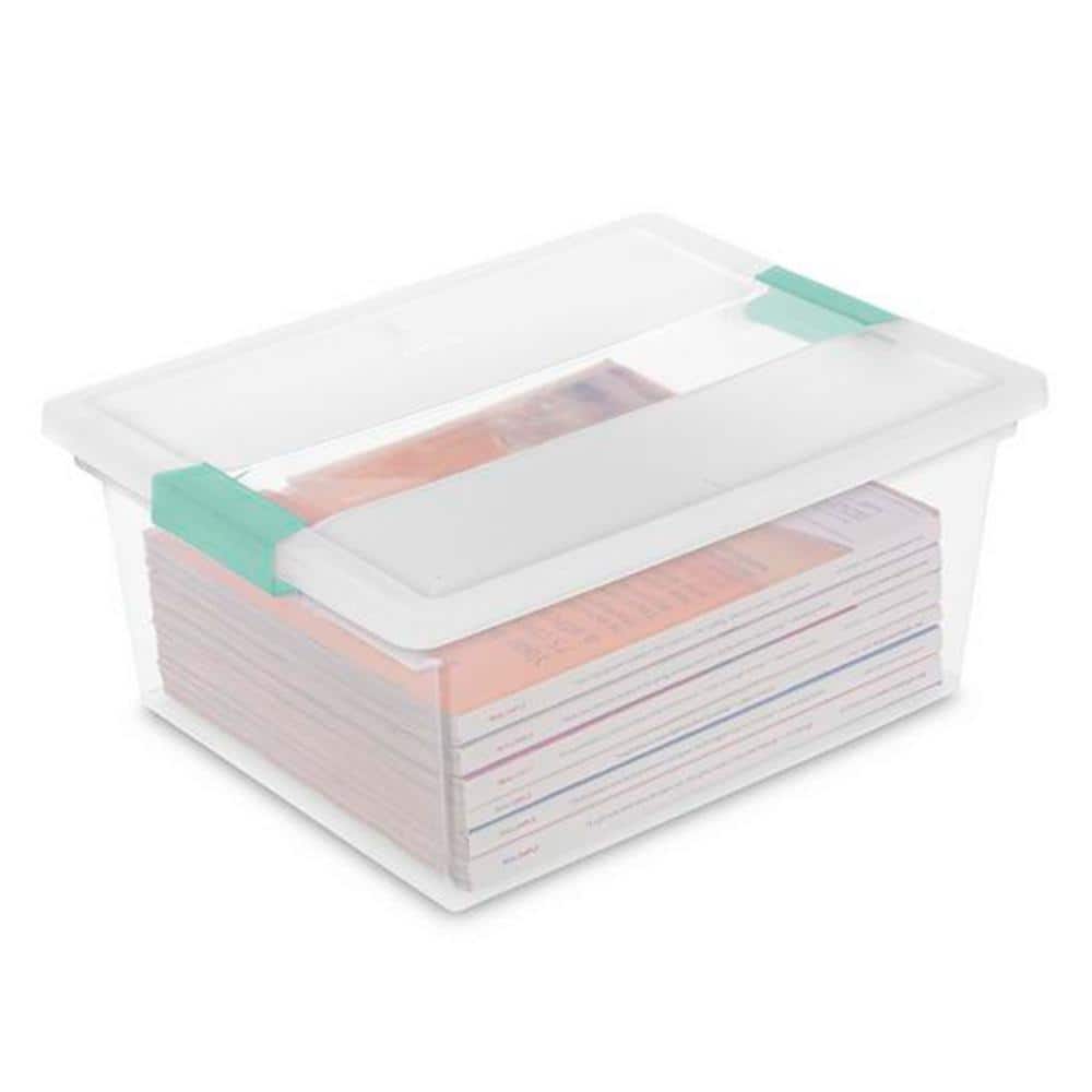 Clear Plastic Stackable Storage Bin with Latching Lid, 14" x 11"