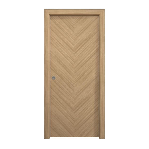 Sartodoors 18 in. x 80 in. Natural Oak Solid Wood Pocket Door With Hardware