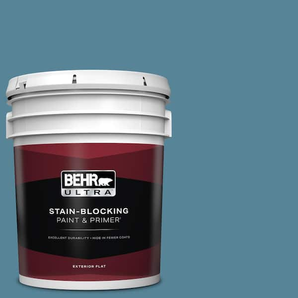 BEHR ULTRA 5 gal. #S480-5 Blue Moon Bay Flat Exterior Paint & Primer