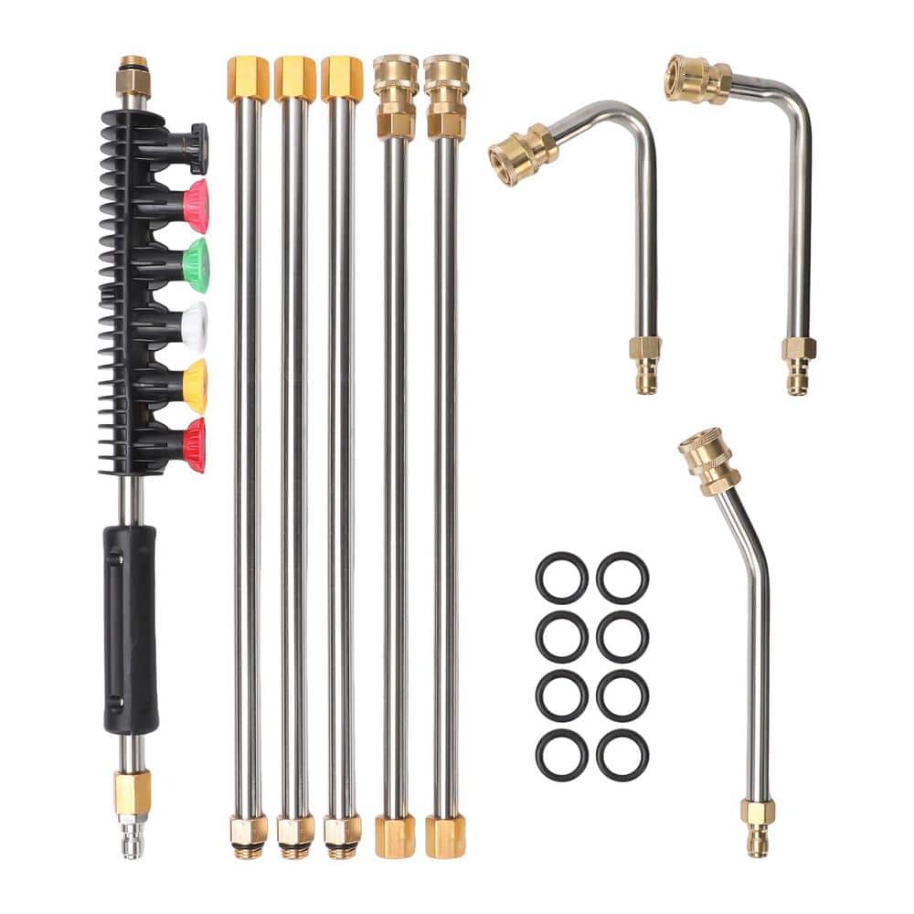 9 Pcs 4000 PSI Stainless Steel Pressure Washer Extension Wand, 1/4  Quic