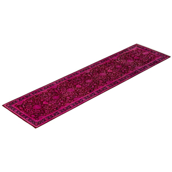 Overdyed Pink 2 ft. 7 in. x 10 ft. 2 in. Wool Indoor Area Rug