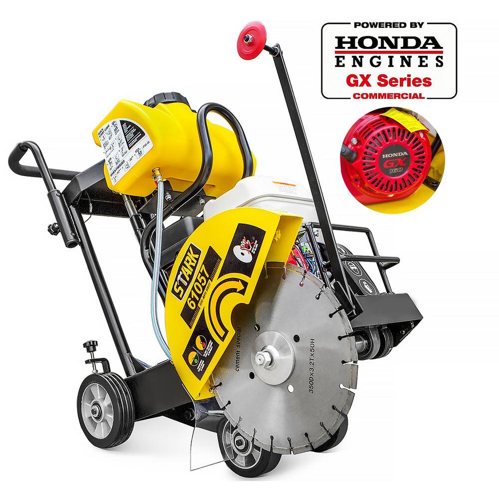 Stark 14 in. 5.5 HP 32.7 in. Concrete CutOff Walk Behind Saw Powered By Honda GX160 Engine