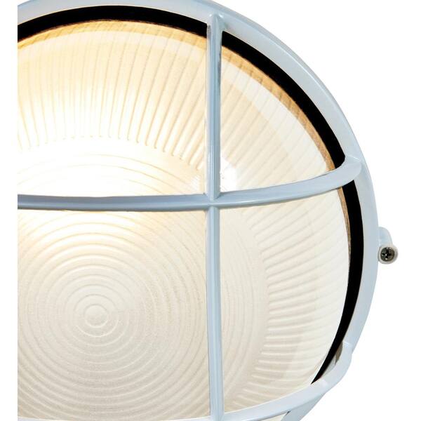Access Lighting - Nauticus 1-Light White Outdoor Bulkhead Light with Frosted Glass Shade