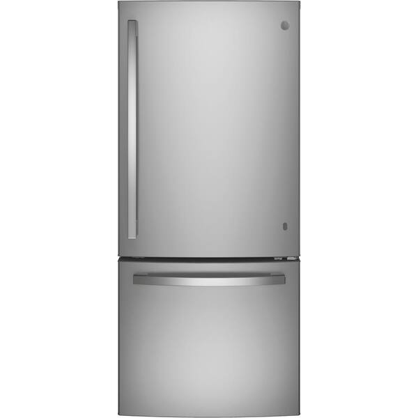 Ge 21 Cu Ft Bottom Freezer Refrigerator In Stainless Steel Energy Star Gbe21dskss The Home Depot