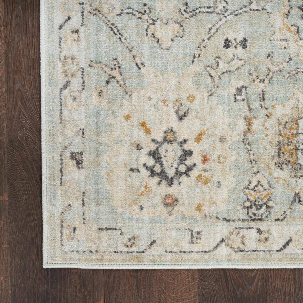 Mint Green Rectangular Synthetic Floral Area Rug 7' x 10'