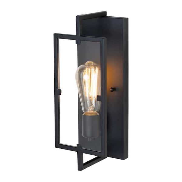 C Cattleya 5 in. Matte Black Sconce with Clear Tempered Glass Shade